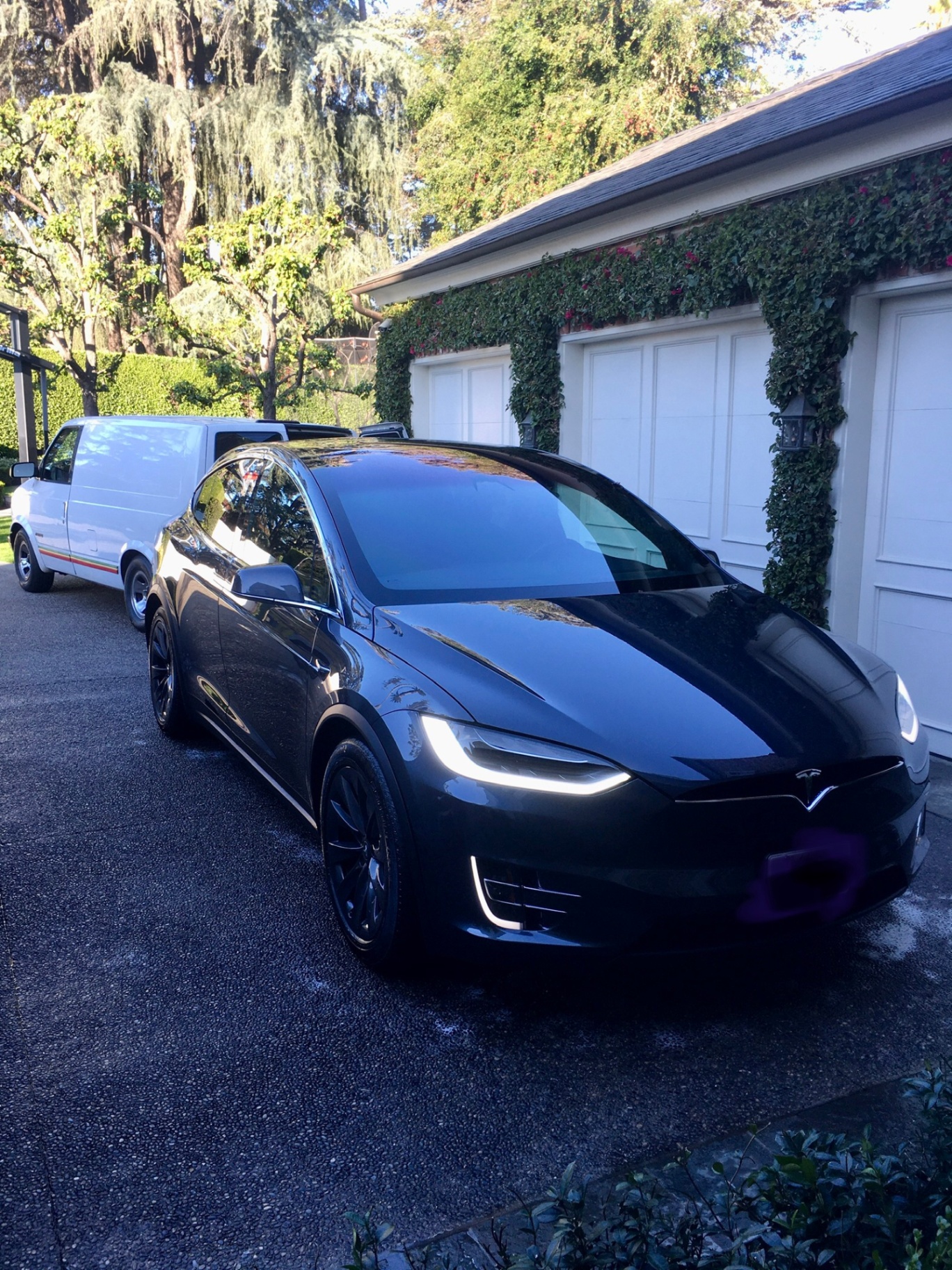 Tesla Model X black full detail with service van