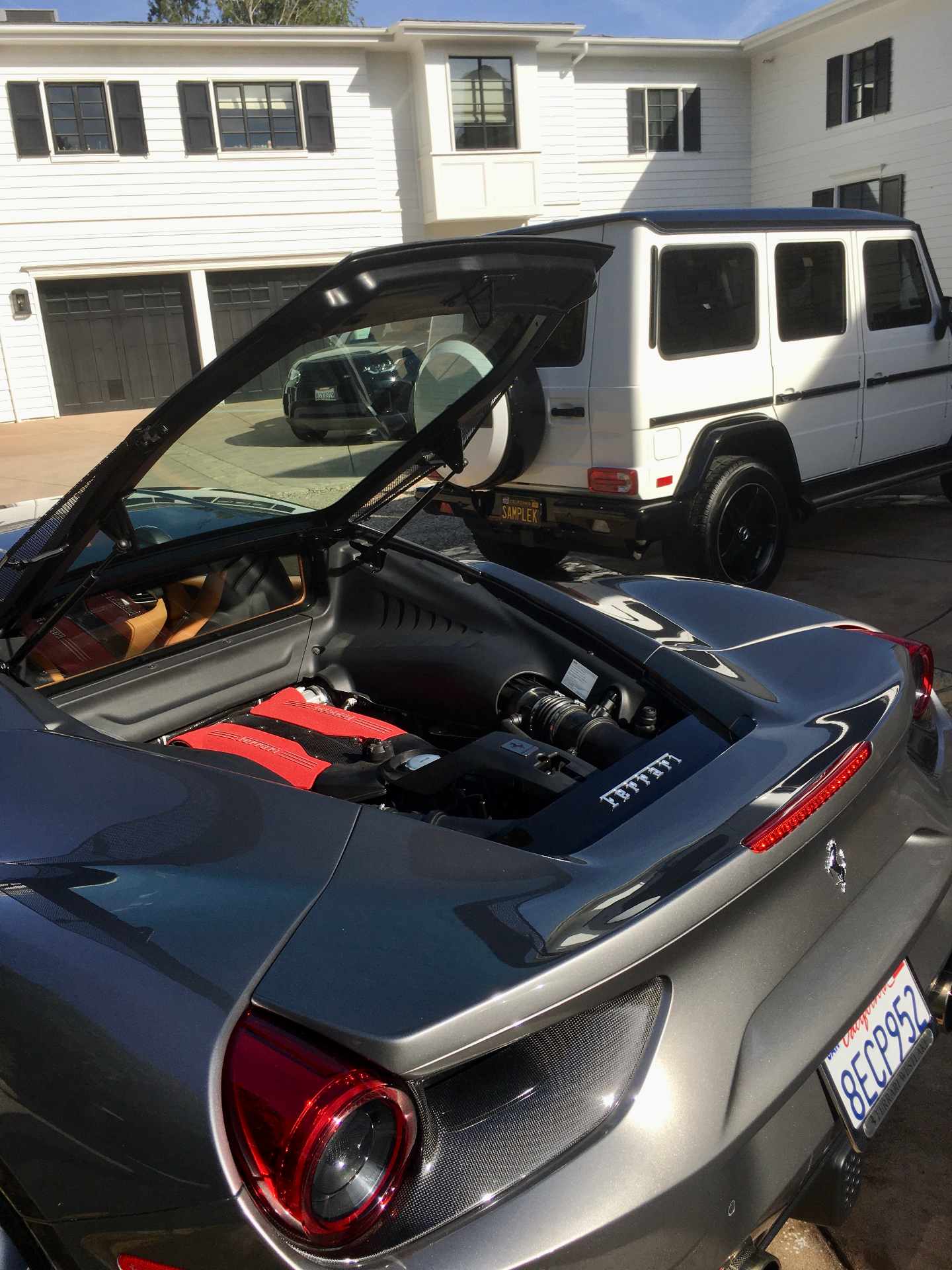 Ferrari 488 engine bay detail with G-Wagon