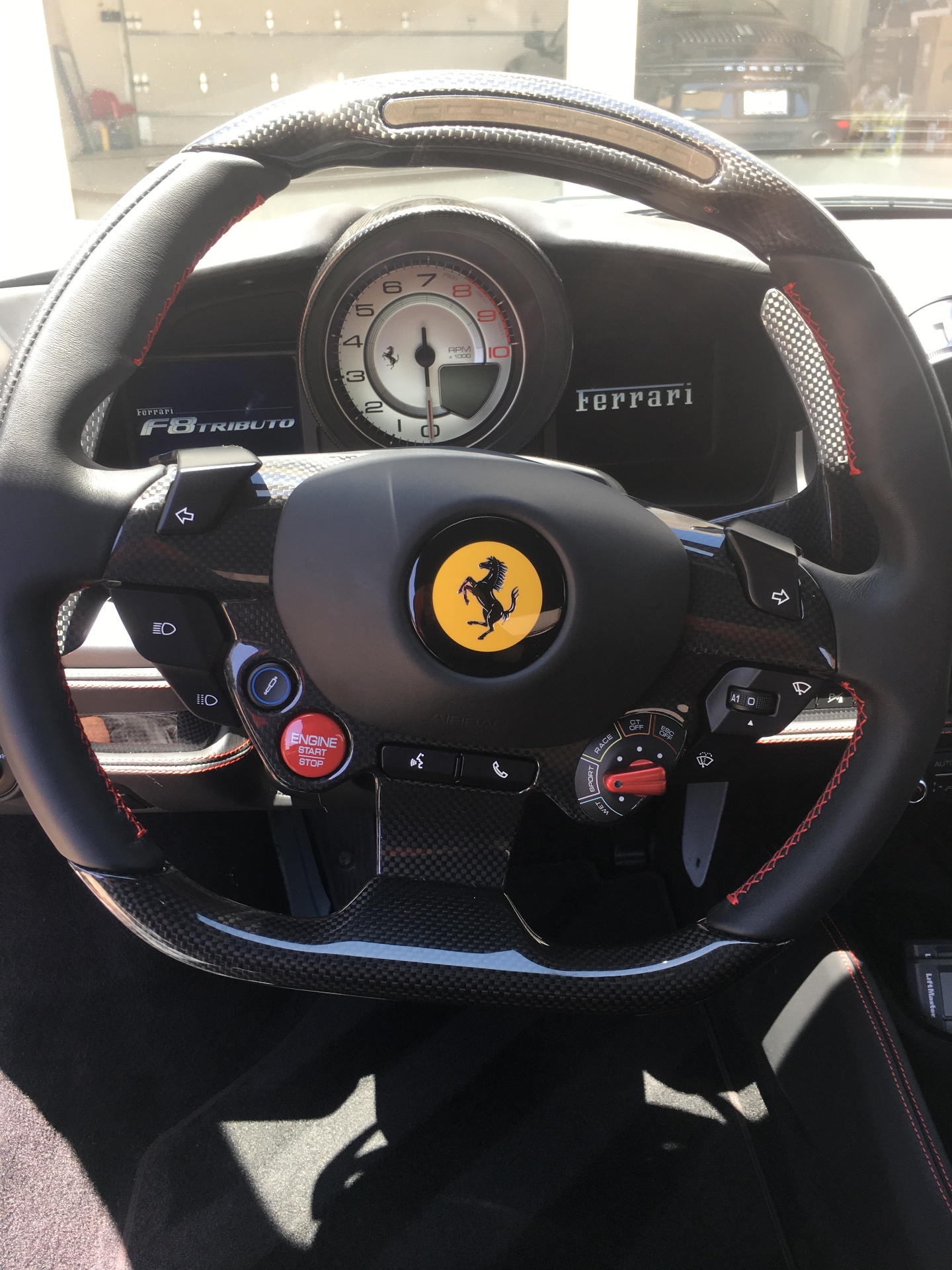 Ferrari F8 Tributo steering wheel interior detail