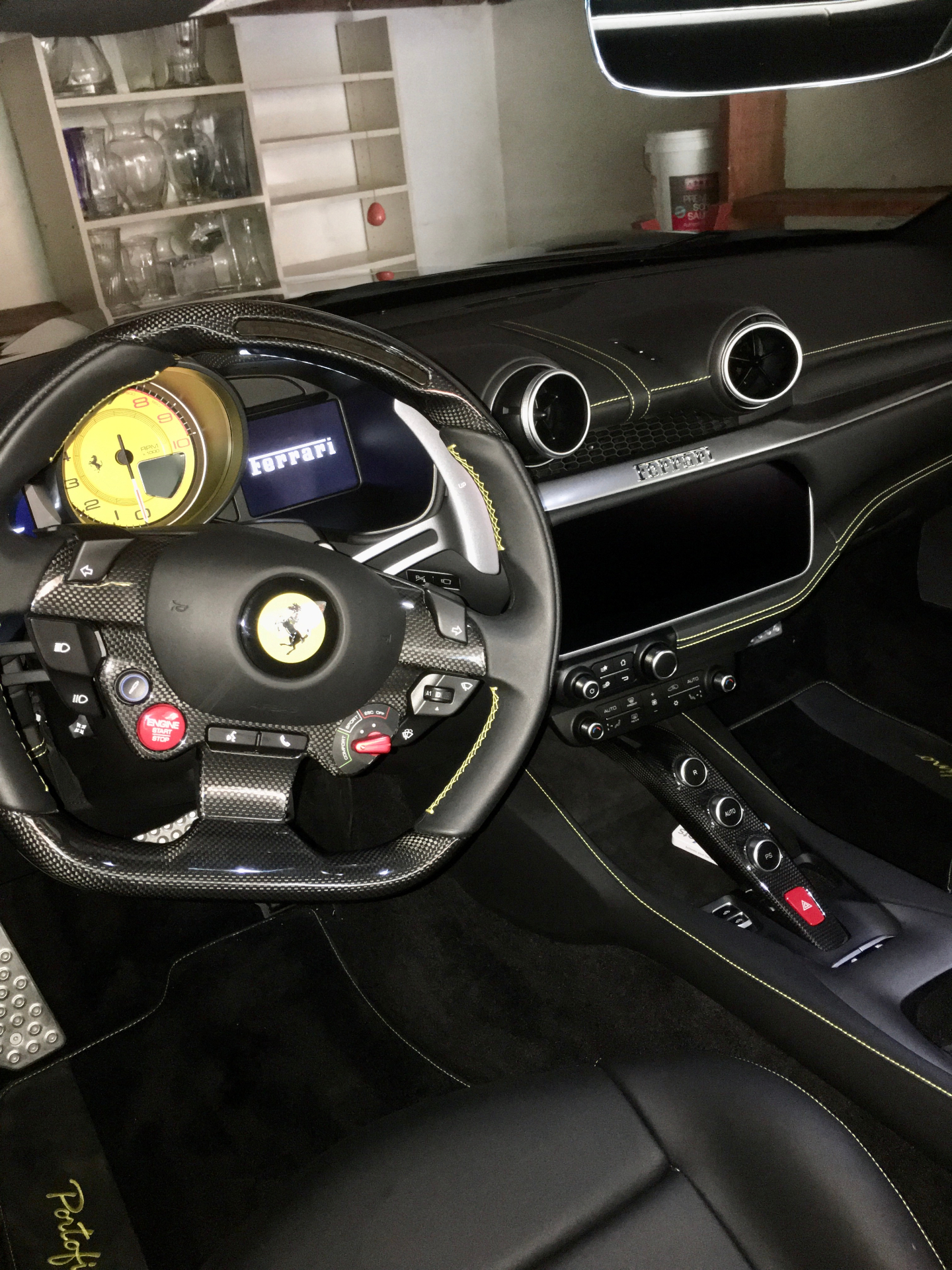 Ferrari Portofino carbon fiber interior detail